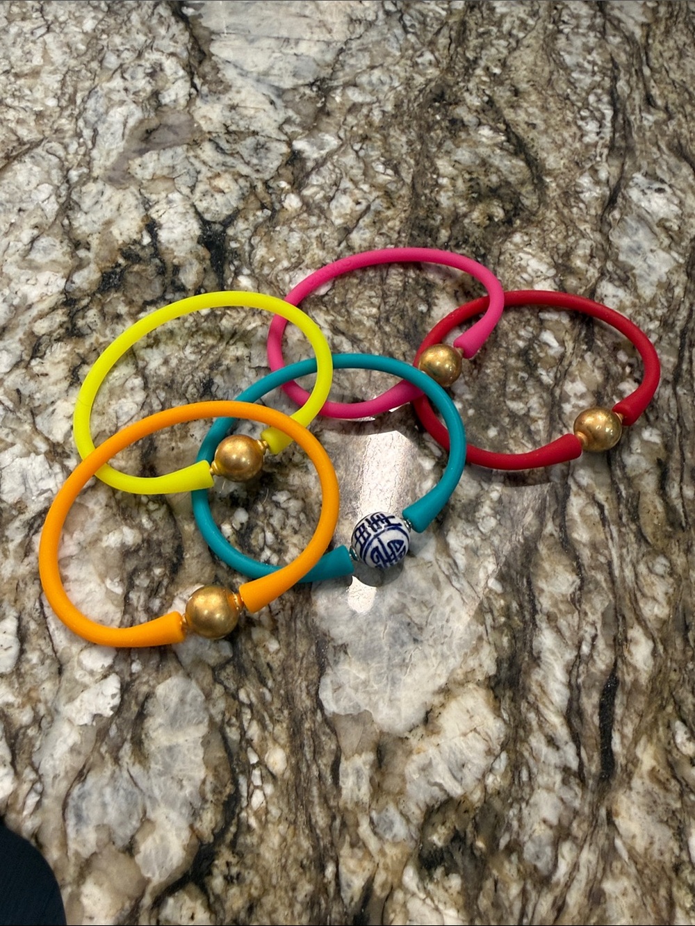 Colorful Silicone Bead Bracelets - Set of 5